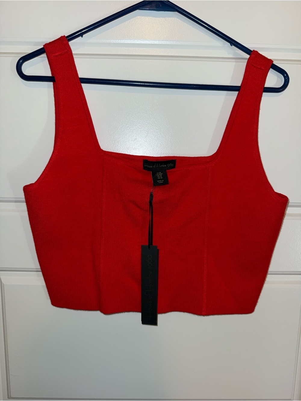 House of Harlow 1960 Red Square Neck Cropped Tank